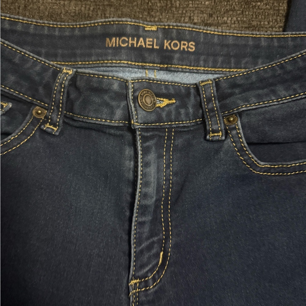 Michael Kors Izzy Skinny Jeans Dark Wash Size 8 Stretch - Picture 8 of 14